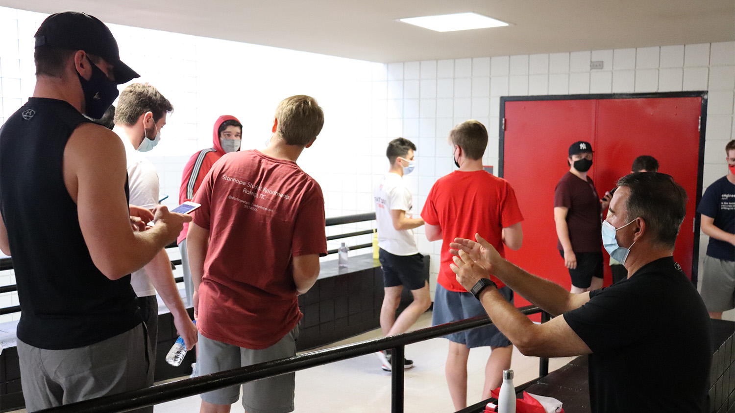 Students in the fitness walking class at Carmichael Gym.