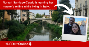 Noryari Santiago-Carpio is earning her master's online while living in Italy.