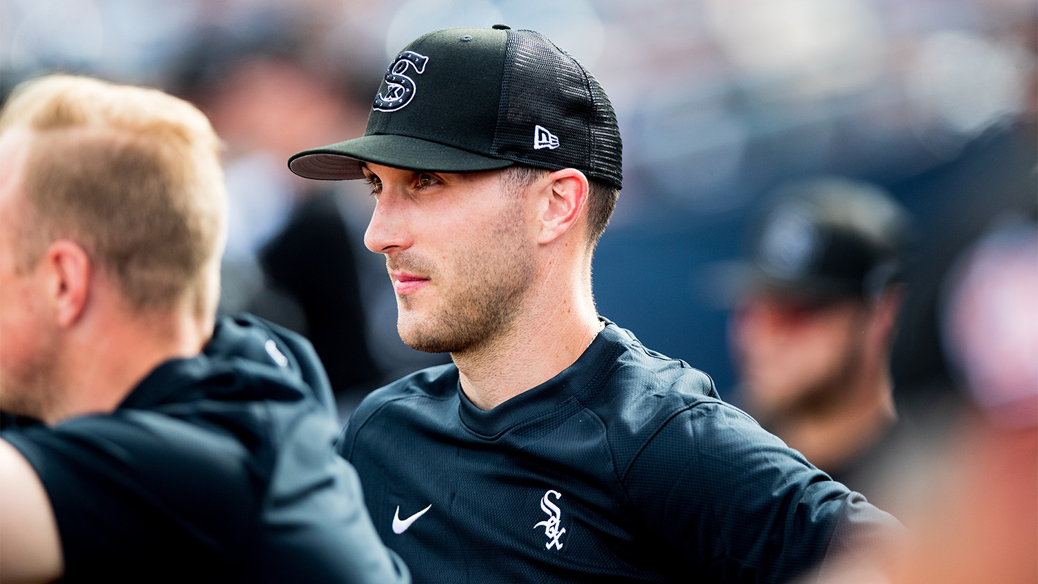 Logan Jones in the dugout during a Chicago White Sox game