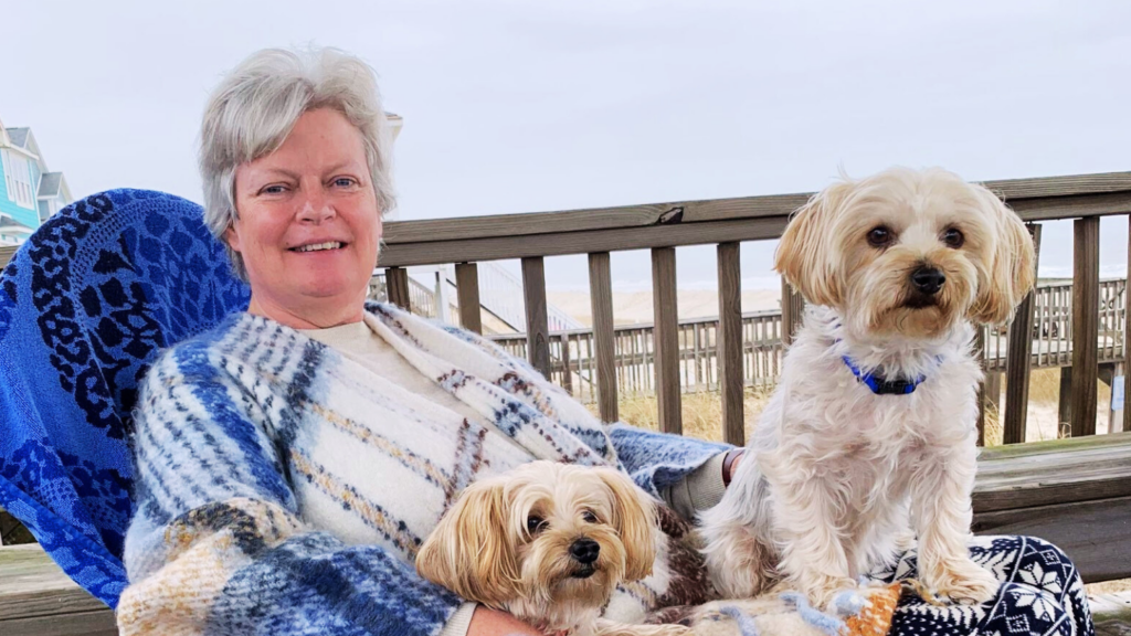 Educator Liz Kennedy with her dogs