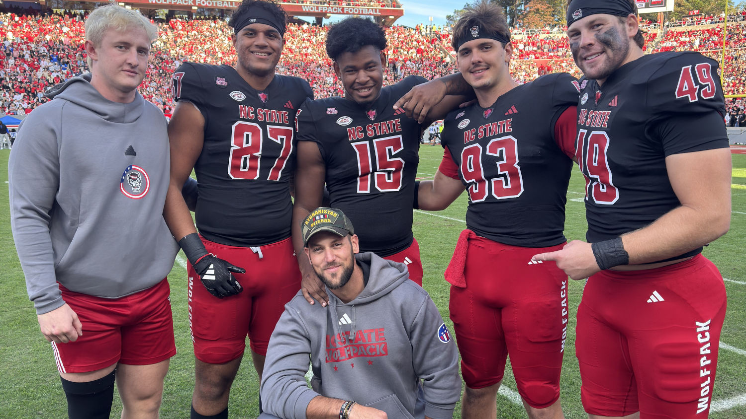Tyler Bailey with NC State football players